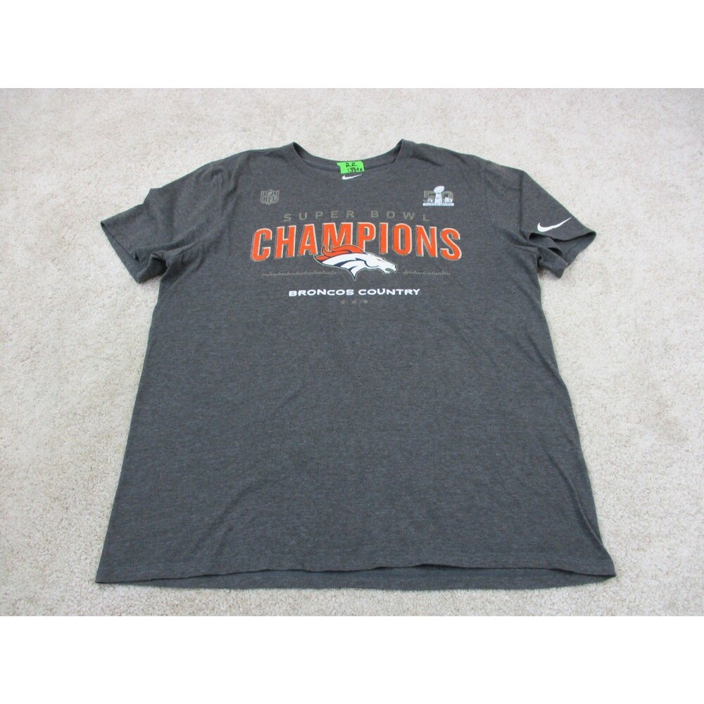 Denver Broncos Shirt Mens Large L Gray Orange Super Bowl Nike NFL Football